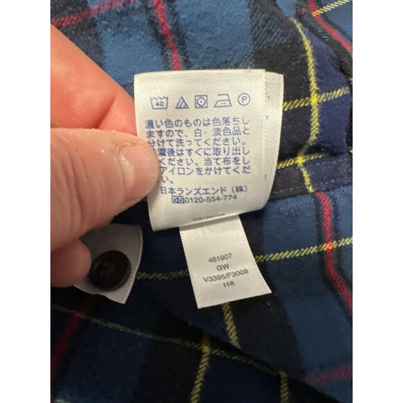 Lands End Mens Traditional Fit Long Sleeve Button Down Plaid Flannel Shirt L - Picture 9 of 10